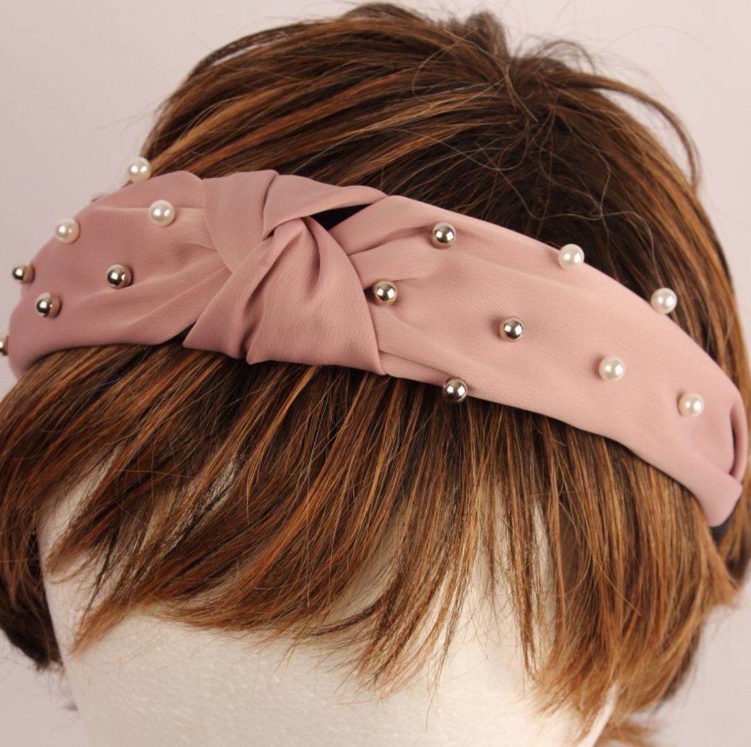 Fashion pearl bead headband pink Style: HS/4668/PNK image 0